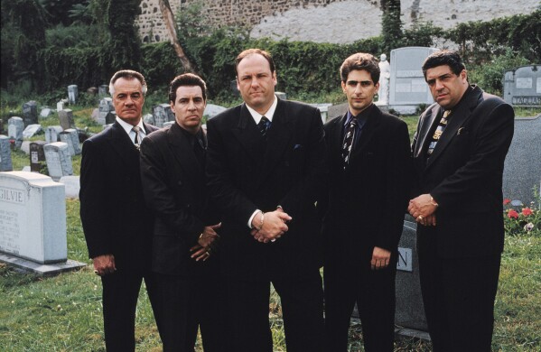 This undated image released by HBO shows the cast of the hit series, "The Sopranos," from left, Tony Sirico, Steve Van Zandt, James Gandolfini, Michael Imperioli and Vincent Pastore. (Anthony Neste/HBO via AP)