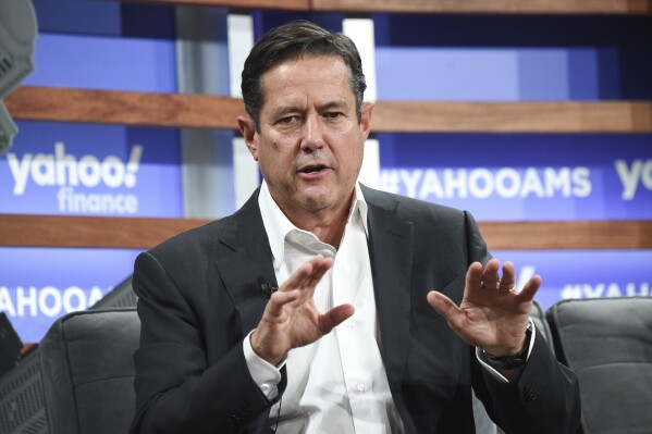 FILE - Barclays CEO Jes Staley participates in the Yahoo Finance All Markets Summit at Union West on Oct. 10, 2019, in New York. Britain’s financial regulator has fined the American former chief executive of Barclays, Jes Staley, 1.8 million pounds ($2.2 million) and banned him from holding senior financial roles for misleading it over the nature of his relationship with the late sex offender Jeffrey Epstein. (Photo by Evan Agostini/Invision/AP, File)