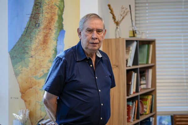 Tamir Pardo, former head of Israel's Mossad intelligence agency pose for a photograph in Herzliya, Israel, Wednesday, Sept. 6, 2023. A former head of Israel's Mossad intelligence agency said Wednesday that Israel is enforcing an apartheid system in the West Bank, joining a small but growing list of retired officials to endorse an idea that remains largely on the fringes of Israeli discourse. (AP Photo/Ariel Schalit)