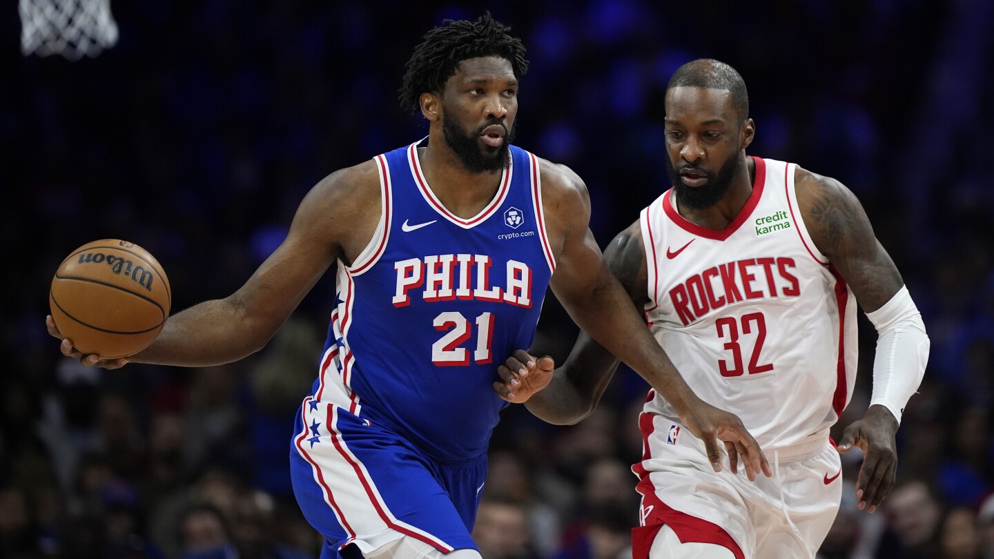 Joel Embiid scored 41 points in his return from a knee injury.  That’s as the Rockets lead 76ers 124-115