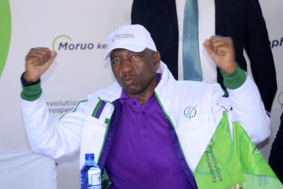 Lesotho business mogul Sam Matekane attends an election rally in Maseru, Lesotho, Friday, May, 27, 2022. Matekane's upstart party, Revolution for Prosperity has won 56 of the 120 constituencies in the general elections, in Lesotho, announced Monday, Oct. 10, 2022. (AP Photo/Silence Charumbira)