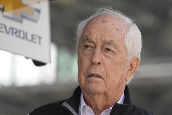Roger Penske watches during practice for the IndyCar Grand Prix auto race at Indianapolis Motor Speedway, Friday, May 12, 2023, in Indianapolis. (AP Photo/Darron Cummings)
