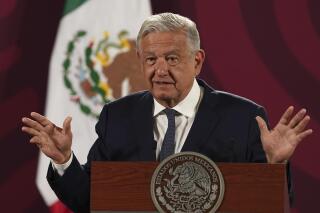 Mexico's President Andres Manuel Lopez Obrador speaks during his daily press conference at the National Palace, in Mexico City, Wednesday, June 22, 2022. (AP Photo/Marco Ugarte)