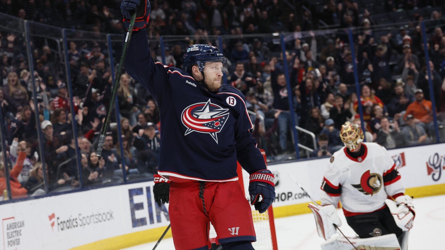 Olivier and Danforth lead Blue Jackets to 5-2 win over Senators to snap 3-game skid