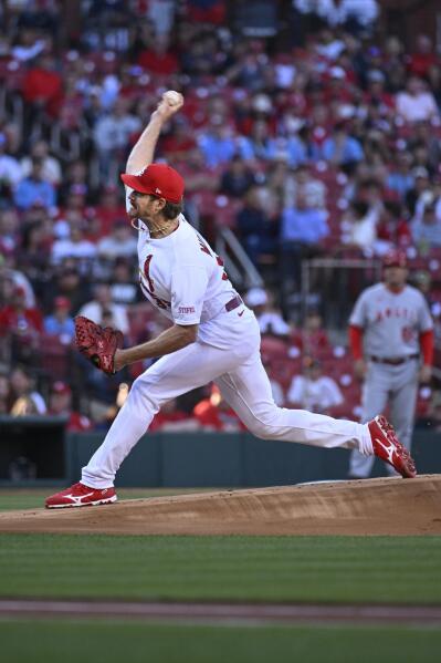 Los Angeles Angels shortstop Gio Urshela (10) throws out St. Louis  Cardinals' Dylan Carlson (3) at first in the sixth inning of a baseball  game on Wednesday May 3, 2023, in St.