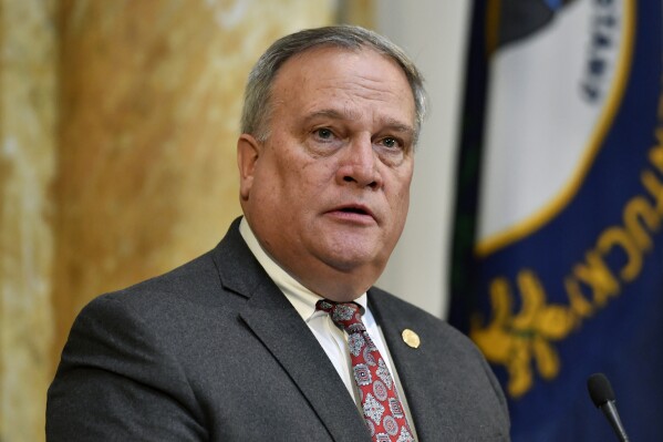 FILE - Kentucky Senate President Robert Stivers, R-Manchester, calls the Senate to order during the opening day of the State Legislature on Jan. 7, 2020, in Frankfort, Ky. Kentucky lawmakers on Thursday, Feb. 22, 2024, started advancing an ambitious measure aimed at stimulating cutting-edge research while promoting teamwork among the state's public universities. (AP Photo/Timothy D. Easley, File)