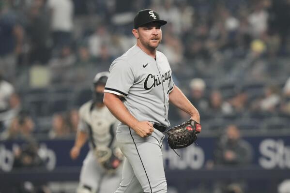 Chicago White Sox relief pitcher Liam Hendriks (31) celebrates after a baseball game against the New York Yankees Tuesday, June 6, 2023, in New York. The White Sox won 3-2. (AP Photo/Frank Franklin II)
