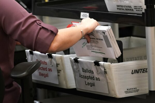 FILE In this Oct. 26, 2020 file photo, an election worker sorts vote-by-mail ballots at the Miami-Dade County Board of Elections, in Doral, Fla. Florida will never experience another election meltdown exactly like the one that made the state an international laughingstock in 2000, when after a five-week recount and court battle George W. Bush edged Al Gore and won the presidency. State leaders eliminated computer punchcard ballots, implemented statewide recount laws and made it easy to cast and process ballots before Election Day. (AP Photo/Lynne Sladky, File)