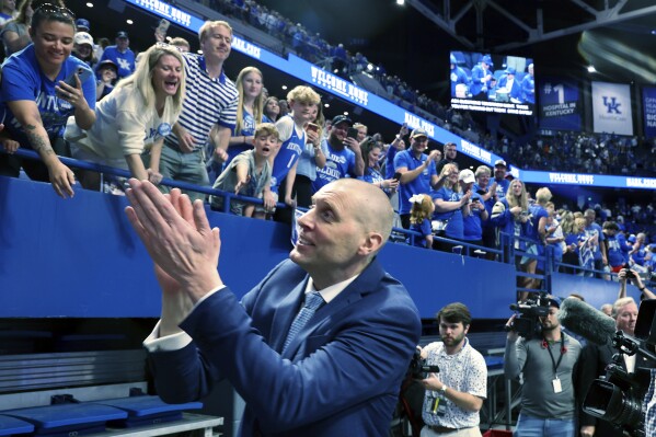 Mark Pope introduced as Kentucky's men's basketball coach | AP News
