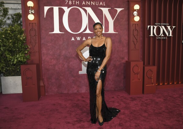 Renée Elise Goldsberry arrives at the 78th Tony Awards on Sunday, June 8, 2025, at Radio City Music Hall in New York. (Photo by Evan Agostini/Invision/AP)