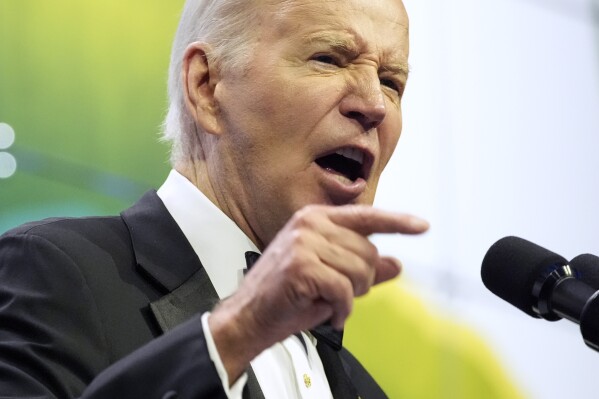 President Joe Biden speaks at the Asian Pacific American Institute for Congressional Studies' 30th annual gala, Tuesday, May 14, 2024, in Washington. (Ǻ Photo/Alex Brandon)