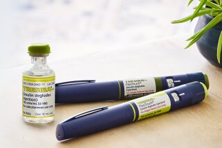 This photo provided by Novo Nordisk Inc. shows its Tresiba brand insulin.  On Tuesday, April 14, 2020, Novo Nordisk announced a new program offering free insulin for at least three months months for diabetes patients who have lost their insurance amid the COVID-19 pandemic.  (Novo Nordisk Inc. via AP)