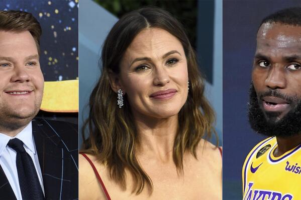 This combination of photos shows actor-TV host James Corden, from left, actress Jennifer Garner and NBA basketball player LeBron James, who have received nominations for this year's Webby Awards, recognizing the best internet content and creators. (AP Photo)