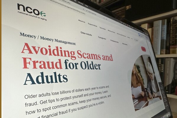 A page from the National Council on Aging website is shown in this photo taken Thursday, Nov. 9, 2023 in New York. In 2022, consumers lost $8.8 billion to scammers. And older adults lost the highest amount of money compared to other age groups, according to the Federal Trade Commission. (ĢӰԺ Photo/Peter Morgan)