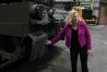 FILE - Secretary of the Army Christine Wormuth looks over the latest version of the M1A2 Abrams main battle tank as she tours the Joint Systems Manufacturing Center, Feb. 16, 2023, in Lima, Ohio. Two U.S. officials say Ukraine has sidelined U.S.-provided Abrams M1A1 battle tanks for now in its fight against Russia. This is in part because Russian drone warfare has made it too difficult for them to operate without detection or coming under attack. (AP Photo/Carlos Osorio, File)