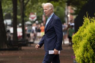 President Joe Biden departs Holy Trinity Catholic Church in the Georgetown section of Washington, after attending a Mass in Washington, Sunday, July 17, 2022. (AP Photo/Andrew Harnik)