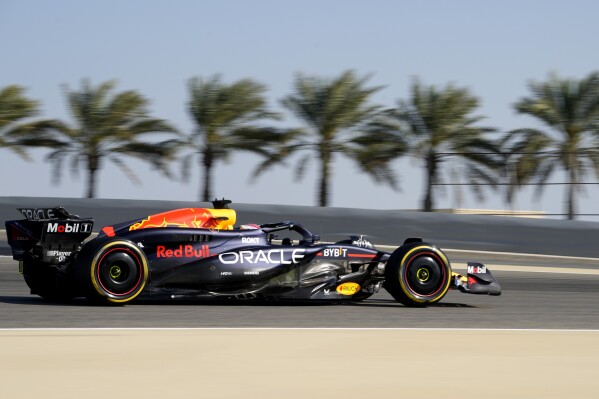 Red Bull driver Max Verstappen of the Netherlands steers his car during the first practice session ahead of the Formula One Bahrain Grand Prix at the Bahrain International Circuit in Sakhir, Bahrain, Thursday, Feb. 29, 2024. (AP Photo/Darko Bandic)