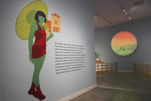 Just in time for bathing suit season, the Waves of Style Swimwear Through the Decades exhibit is shown at HistoryMiami Museum Wednesday, May 7, 2025, in advance of opening Saturday in Miami. (AP Photo/Lynne Sladky)