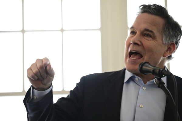 David McCormick, a Republican candidate for U.S. Senate in Pennsylvania, speaks during a campaign stop in Erie, Pa. on Saturday, Feb. 17, 2024. (AP Photo/David Dermer)