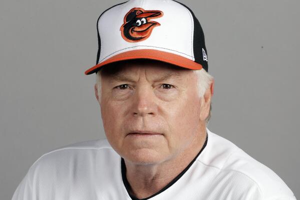 FILE - Baltimore Orioles manager Buck Showalter is shown during the teams photo day Tuesday, Feb. 20, 2018, in Sarasota, Fla. Buck Showalter has been hired as the New York Mets manager, bringing him back to the Big Apple to take over his fifth major league team. (AP Photo/Chris O'Meara, File)