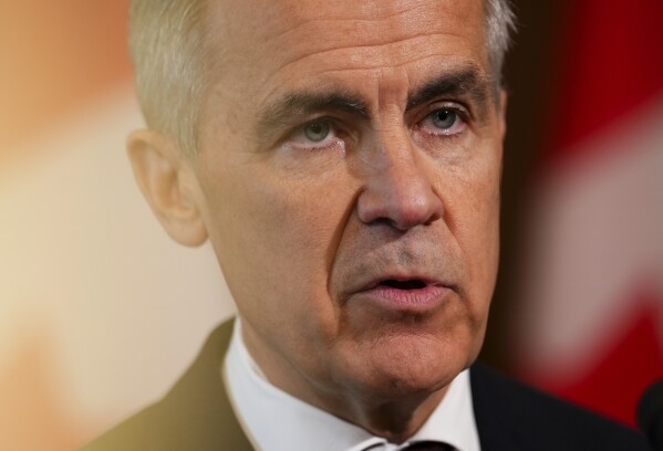 Prime Minister Mark Carney holds a press conference on Parliament Hill in Ottawa on Friday, June 6, 2025. (Sean Kilpatrick /The Canadian Press via AP)
