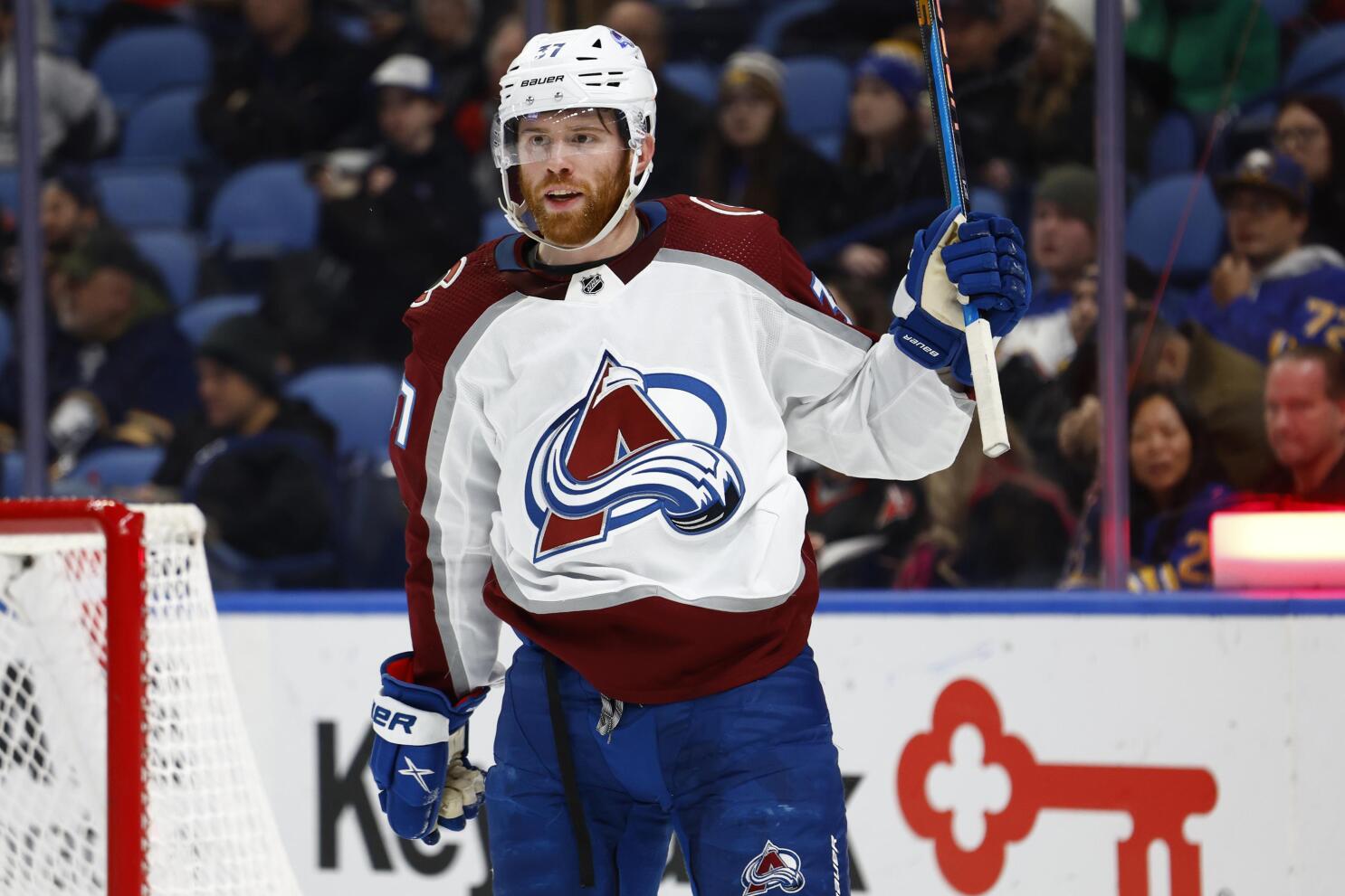 April 18, 2018: Colorado Avalanche center Nathan MacKinnon (29) takes a  shot at the net during the second period in a NHL Stanley Cup playoff  matchup between the Nashville Predators and the