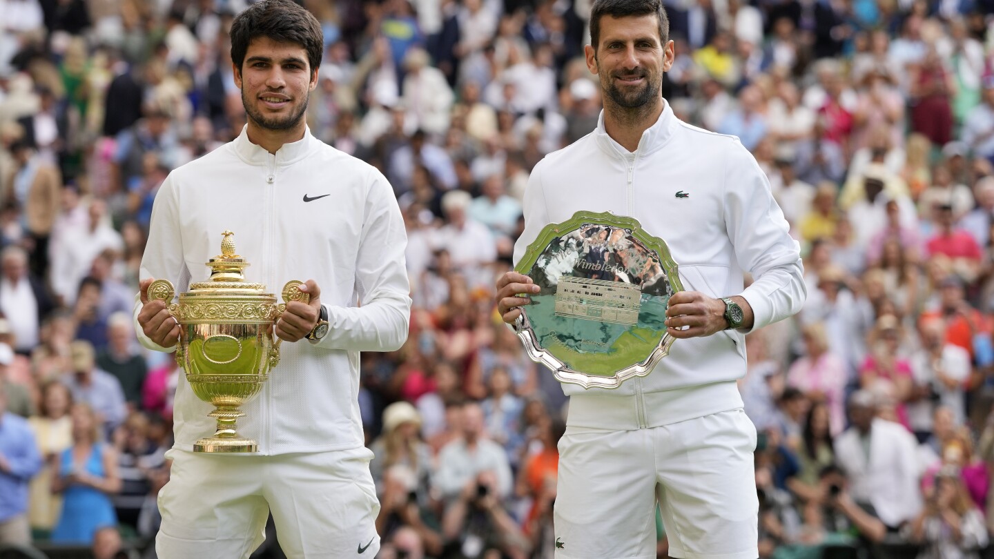 Tennis Player Carlos Alcaraz Presented with No. 1 Trophy, Making