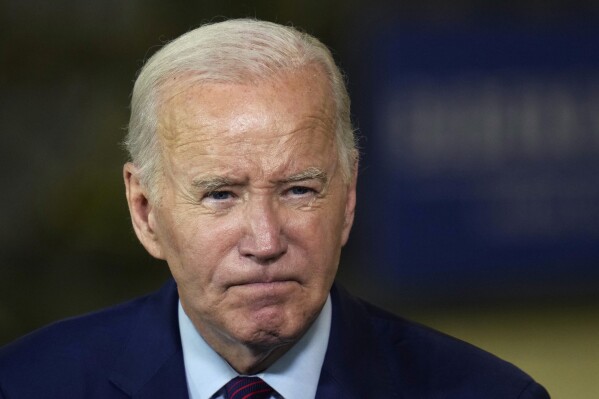 President Joe Biden speaks at Auburn Manufacturing Inc., in Auburn, Maine, Friday, July 28, 2023, before he signs an executive order to encourage companies to manufacture new inventions in the United States. (AP Photo/Charles Krupa)