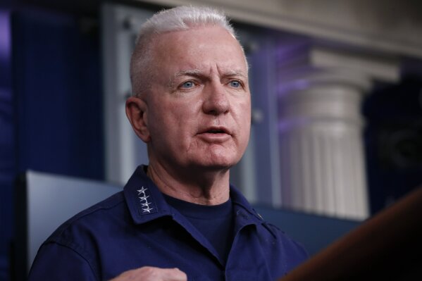 Adm. Brett Giroir, assistant secretary of Health and Human Services, speaks about the coronavirus in the James Brady Press Briefing Room of the White House, Monday, April 6, 2020, in Washington. (AP Photo/Alex Brandon)