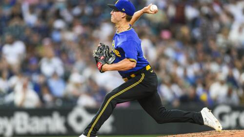 Seattle Mariners relief pitcher Trevor Gott throws to a Tampa Bay Rays batter during the fifth inning of a baseball game Friday, June 30, 2023, in Seattle. (AP Photo/Caean Couto)