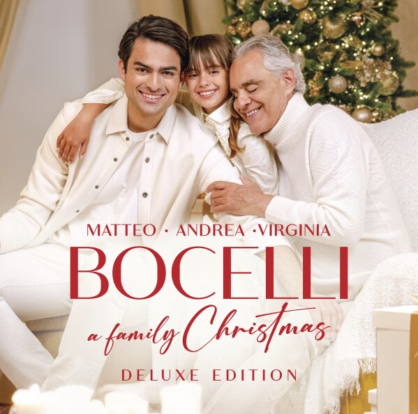 This image released by Decca/Capitol/UMG shows “A Family Christmas” by Andrea Bocelli with Matteo and Virginia Bocelli. (Decca/Capitol/UMG via AP)