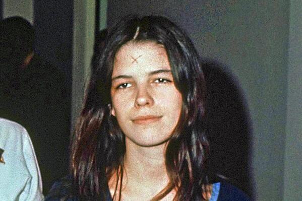 FILE - This March 29, 1971, file photo, shows Leslie Van Houten in a Los Angeles lockup. On Tuesday, March 29, 2022, California Gov. Gavin Newsom blocked parole for Charles Manson follower Van Houten, reversing a panel's recommendation that she be freed after spending a half-century in prison. (AP Photo/File)