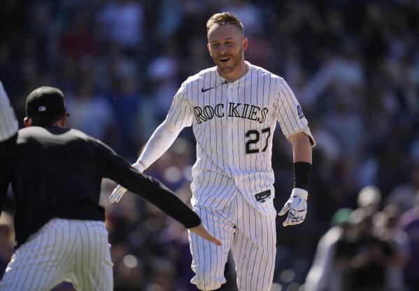 Rockies' Trevor Story on hold with elbow injury; game vs. Pirates rained out