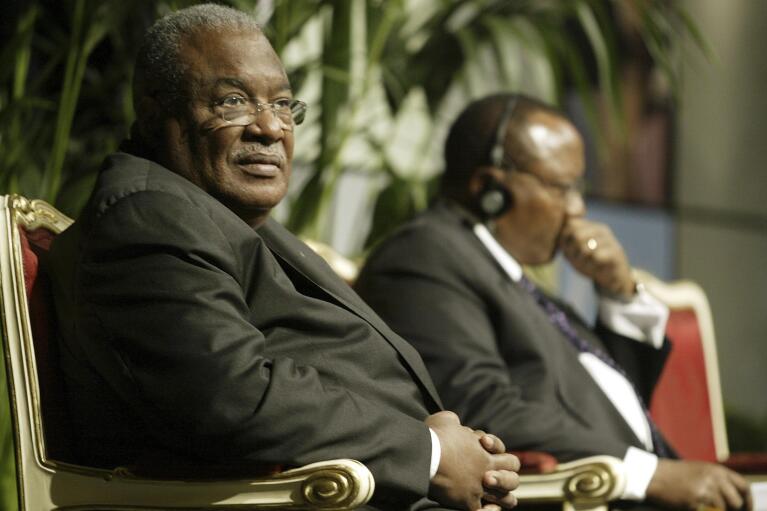 FILE - Haitian interim Prime Minister Gerard Latortue attends the 11th general conference of the United Nations Industrial Development Organization (UNIDO) at the Austria Center in Vienna, Nov. 28, 2005. Latortue, also a former U.N. official, has died at age 88, according to Haiti's Prime Minister Ariel Henry on Monday, Feb. 27, 2023. (AP Photo/Rudi Blaha, File)