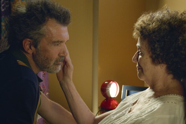 This image released by Sony Pictures Classics shows Antonio Banderas, left, and Julieta Serrano in a scene from "Pain and Glory." On Monday, Dec. 9, 2019, the film was nominated for a Golden Globe for best motion picture in a foreign language. Banderas was also nominated for an Oscar for leading actor. (Manolo Pavón/Sony Pictures Classics via AP)