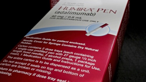 FILE - The packaging of AbbVie's drug Humira is photographed in Houston July 18, 2014.  Patients taking the autoimmune disease treatment could experience some price relief when several lower-cost biosimilar versions of AbbVie's drug hit the U.S. market in July 2023.  (AP Photo/David J. Phillip, file)