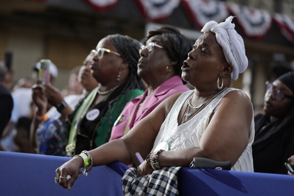 People listen as President Joe Biden speaks during a campaign event at Girard College, Wednesday, May 29, 2024, in Philadelphia. (AP Photo/Evan Vucci)