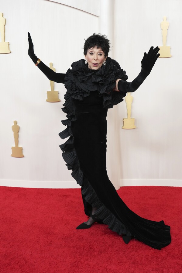 Rita Moreno arrives at the Oscars on Sunday, March 10, 2024, at the Dolby Theatre in Los Angeles. (Photo by Jordan Strauss/Invision/AP)