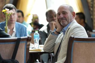 MLS commissioner Don Garber attends a Thanksgiving feast hosted by MLS and U.S. Soccer officials at the Flying Carpet restaurant in Doha, Thursday, Nov. 24, 2022. (AP Photo/Ashley Landis)