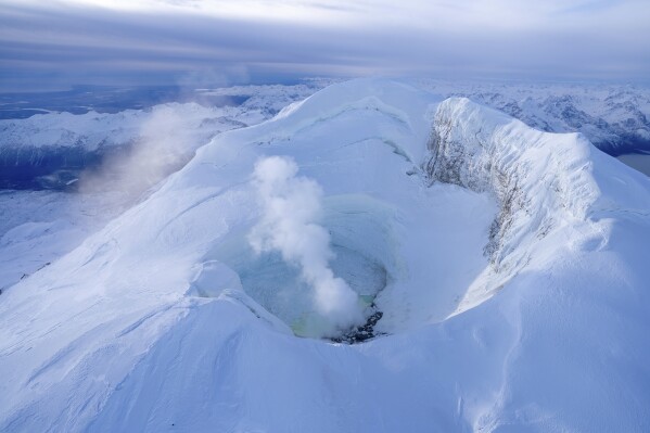 This image provided by Alaska Volcano Observatory shows the summit of Mount Spurr on Oct. 24, 2024, in Alaska. (Wyatt Mayo/Alaska Volcano Observatory, U.S. Geological Survey via AP, File)