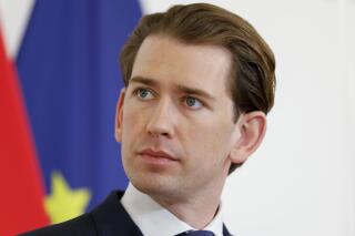 FILE - In this June 11, 2021 file photo Austria's Chancellor Sebastian Kurz speaks during a news conference about the results of the business meeting with Lithuanian's Prime Minister Ingrida Simonyte in Vienna, Austria. (AP Photo/Lisa Leutner, file)