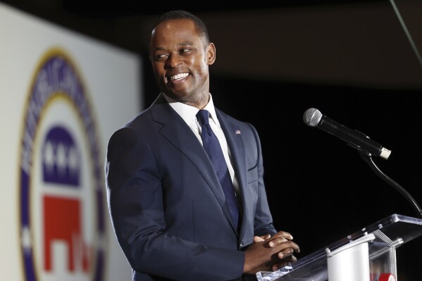 Republican gubernatorial candidate Daniel Cameron concedes to supporters during an election night watch party in Louisville, Ky., Tuesday, Nov. 7, 2023. (AP Photo/James Crisp)