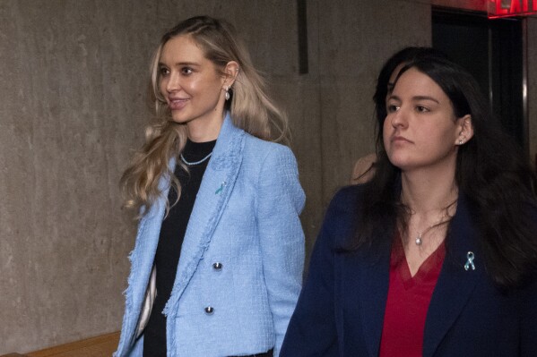 Kaja Sokola walks outside court during Harvey Weinstein's trial at state court in Manhattan, Friday, May 9, 2025, in New York. (AP Photo/Ted Shaffrey)