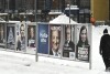 Election posters pictured ahead of the Finnish presidential election in Espoo, Finland, Thursday, Jan. 18, 2024. The first round of the presidential election takes place on Sunday, Jan. 28 but the advance voting period is from Jan. 17 to Jan. 23. (Heikki Saukkomaa/Lehtikuva via AP)