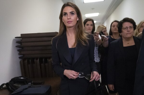 Former White House communications director Hope Hicks departs after a closed-door interview with the House Judiciary Committee on Capitol Hill in Washington, Wednesday, June 19, 2019. (AP Photo/J. Scott Applewhite)