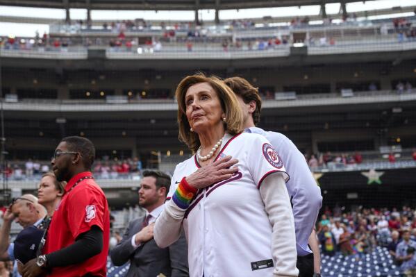 Pelosi throws first pitch during Nationals' LGBTQ Pride event