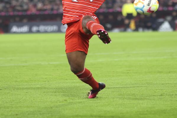 Bayern's Serge Gnabry in action during the Bundesliga soccer match between Bayern Munich and FC Cologne at the Allianz Arena in Munich, Germany, Tuesday, Jan. 24, 2023. (AP Photo/Alexandra Beier)