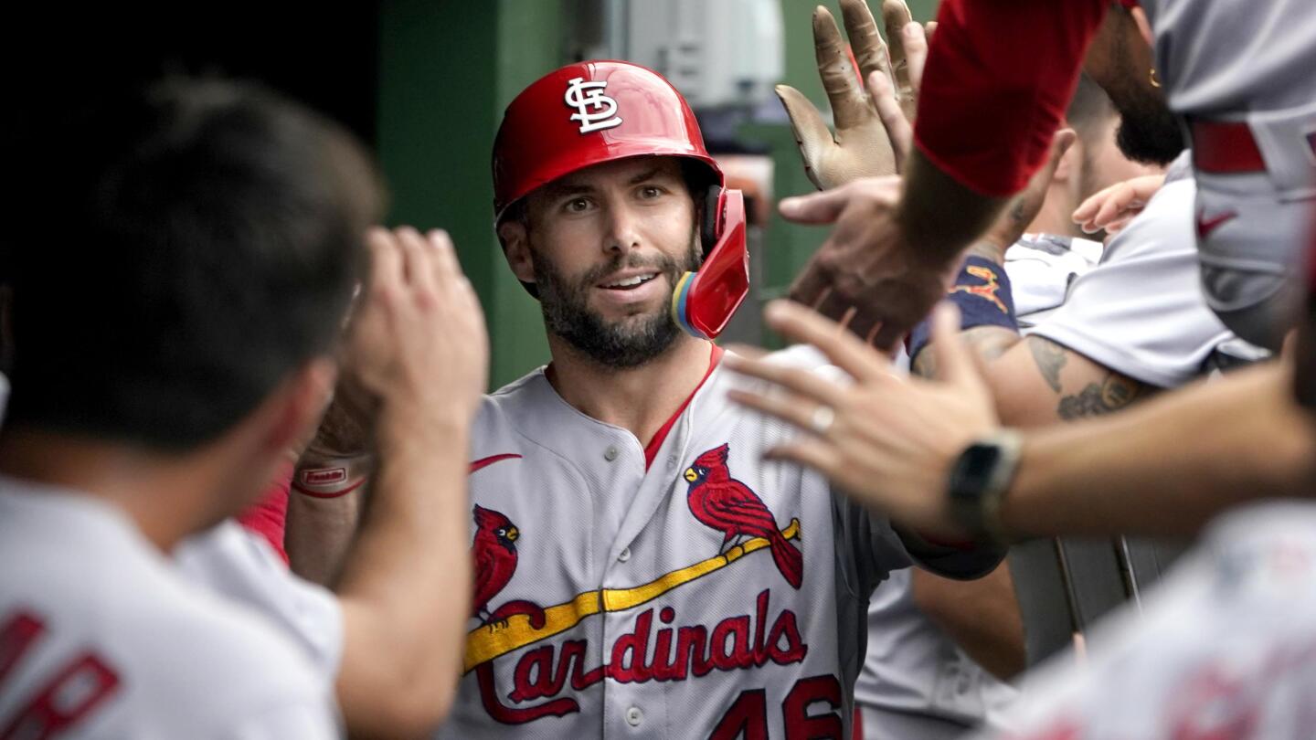 St. Louis Cardinals catcher Andrew Knizner greets home plate