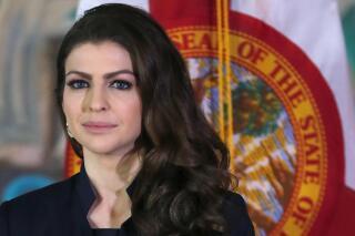 FILE - This Wednesday, Jan. 9, 2019 file photo shows Florida first lady Casey DeSantis in Miami. On Monday, Oct. 4, 2021, her husband Gov. Ron DeSantis announced that she has breast cancer. (AP Photo/Wilfredo Lee, File)