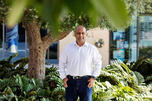 FILE - Sanjay Shah poses for a photograph on the Palm Jumeriah Island in Dubai, United Arab Emirates, Sept. 29, 2020. On Monday, April 3, 2023, a court in Dubai rejected the appeal of Shah, who is fighting extradition to Denmark, where he is accused of orchestrating a $1.7 billion tax fraud. (AP Photo/Christopher Pike, File)